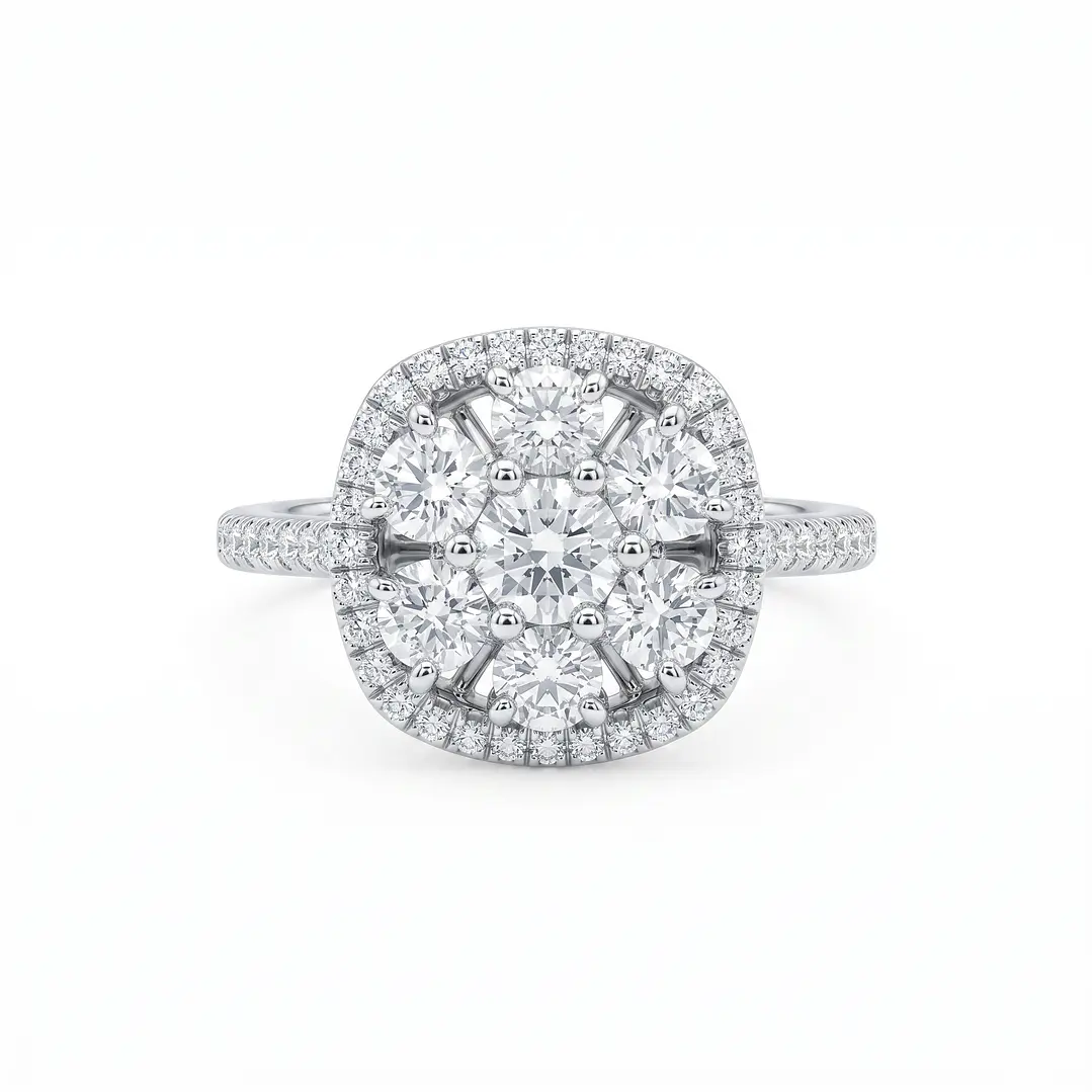 Anillo Platino 900 Diamantes 60 Pts Brillo Clásico 2