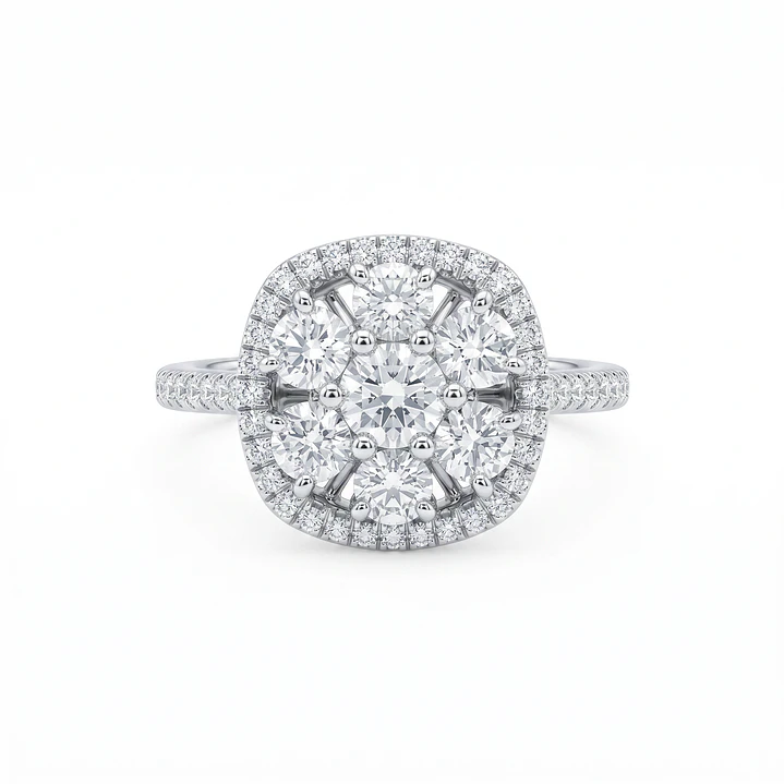 Anillo Platino 900 Diamantes 60 Pts Brillo Clásico 2