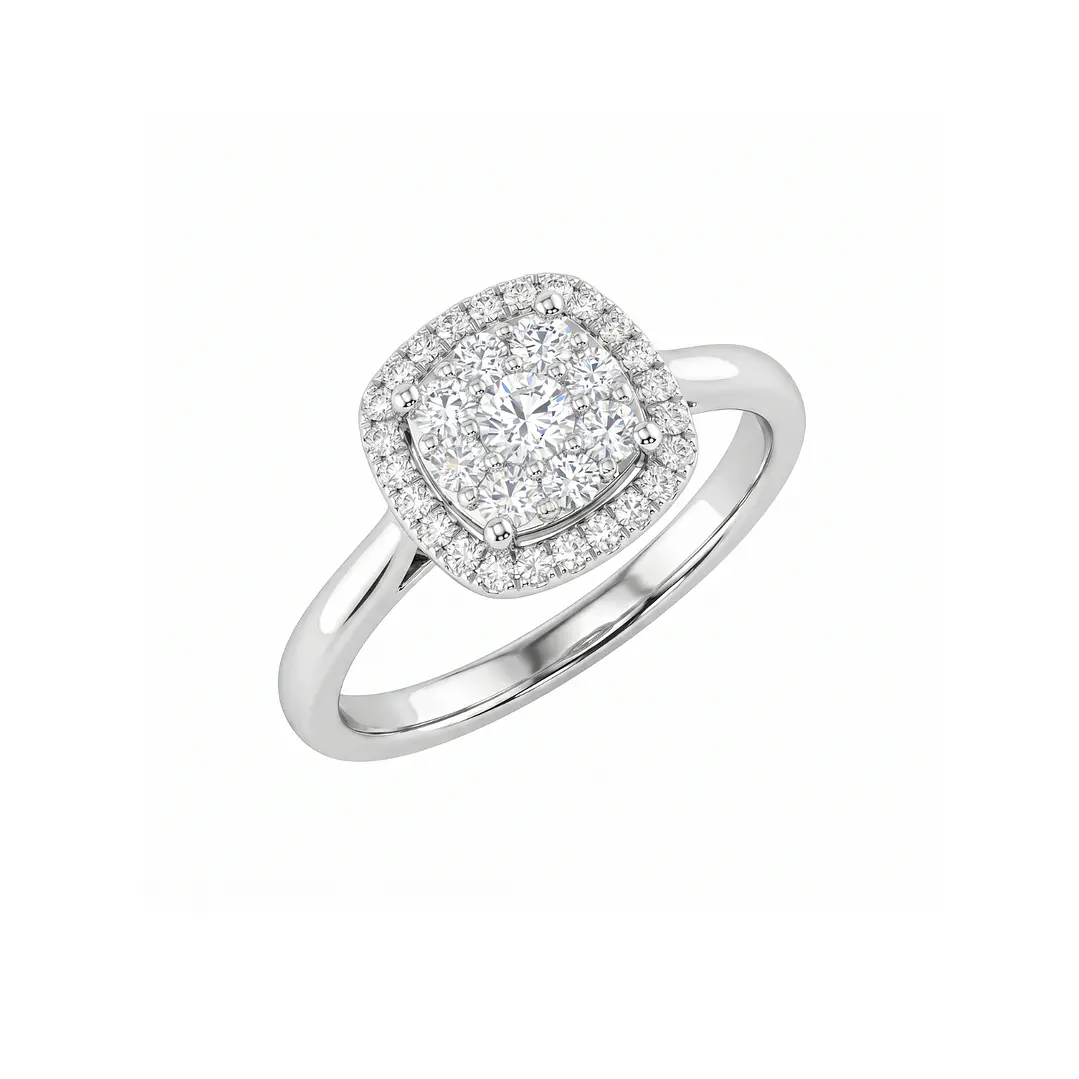 Anillo Platino 900 Diamantes 60 Pts Brillo Clásico 1