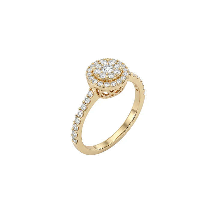 Anillo Oro Amarillo 18kt Diamantes 64 Pts Halo Central 1