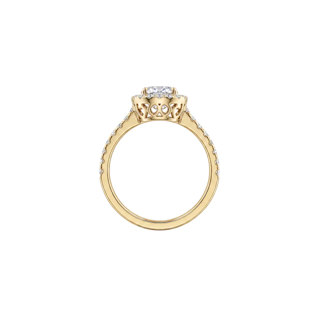 Anillo Oro Amarillo 18kt Diamantes 64 Pts Halo Central 2