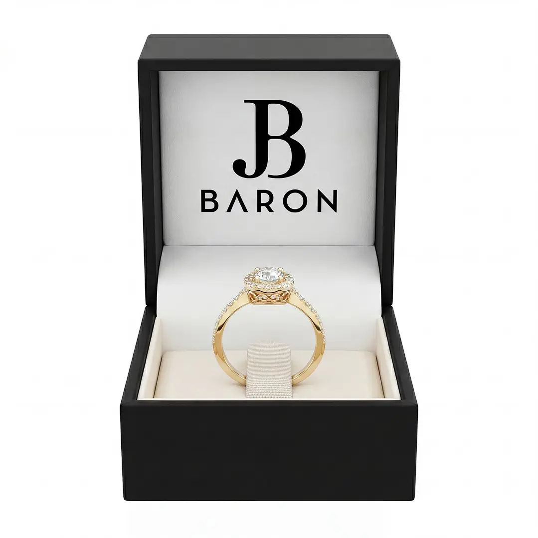 Anillo Oro Amarillo 18kt Diamantes 64 Pts Halo Central 3