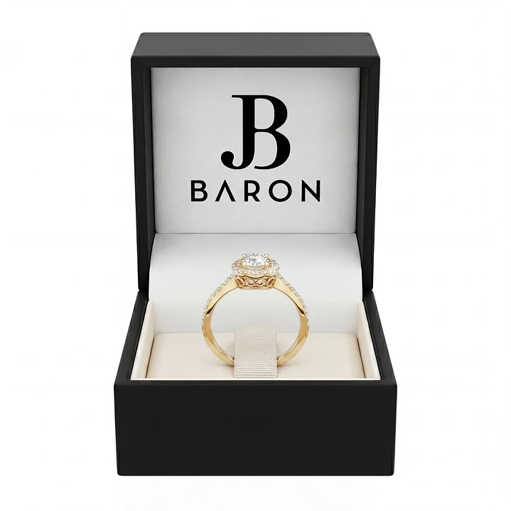 Anillo Oro Amarillo 18kt Diamantes 64 Pts Halo Central 3
