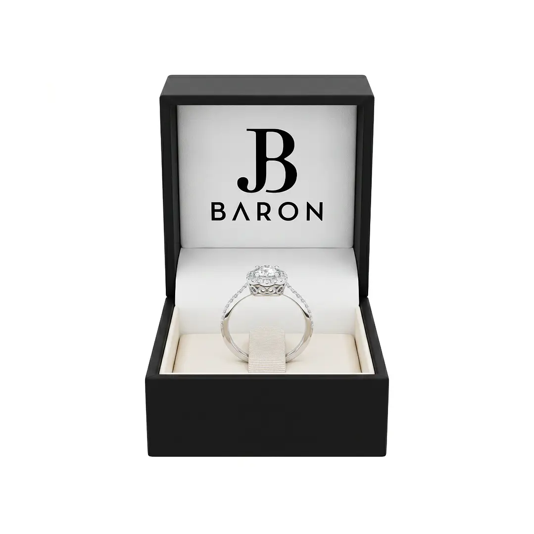 Anillo Oro Blanco 18kt Diamantes 64 Pts Halo Central 3