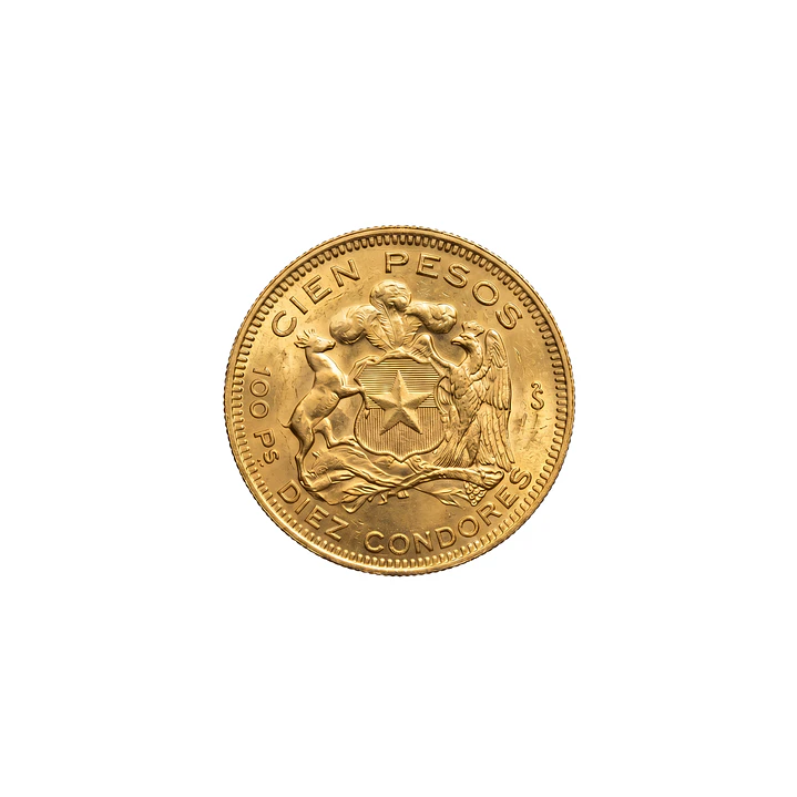 Moneda de Oro Chilena de 100 pesos año 1950 al 1959 10