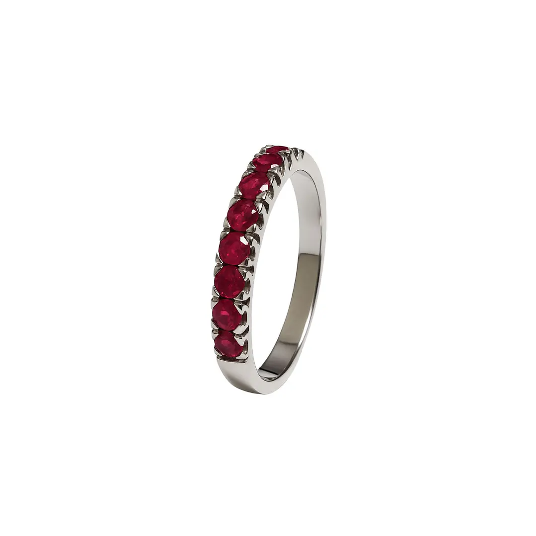 Anillo Oro Blanco 18kt Rubí Natural 1