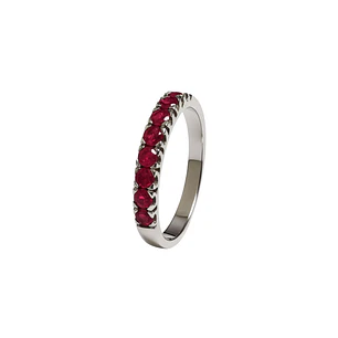 Anillo Oro Blanco 18kt Rubí Natural
