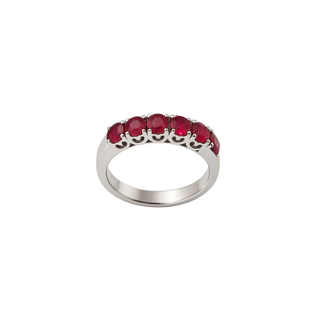 Anillo Oro Blanco 18kt Rubí Natural 3