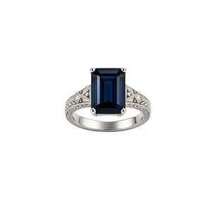 Anillo Oro Blanco 18kt Diamantes 6 Pts Mas Zafiro Natural