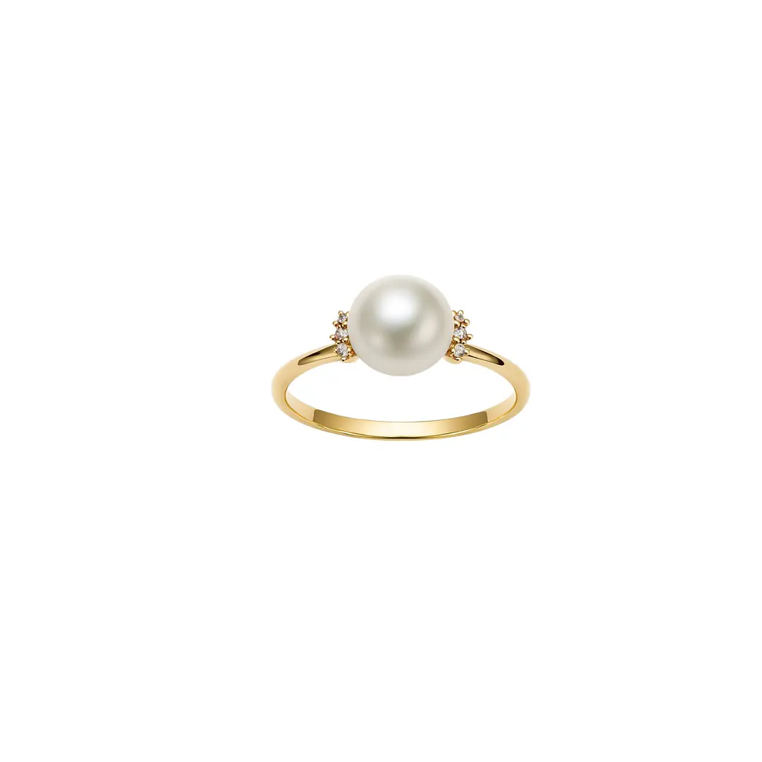Anillo Oro Amarillo 18kt Diamantes 3Pts Per Cultivada 7MM 2
