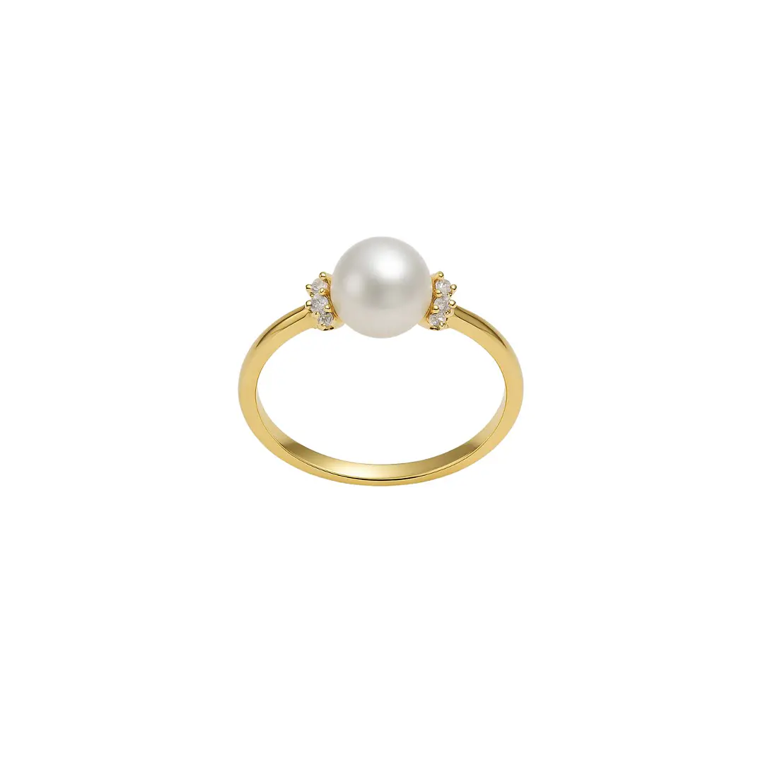 Anillo Oro Amarillo 18kt Diamantes 3Pts Per Cultivada 7MM 3