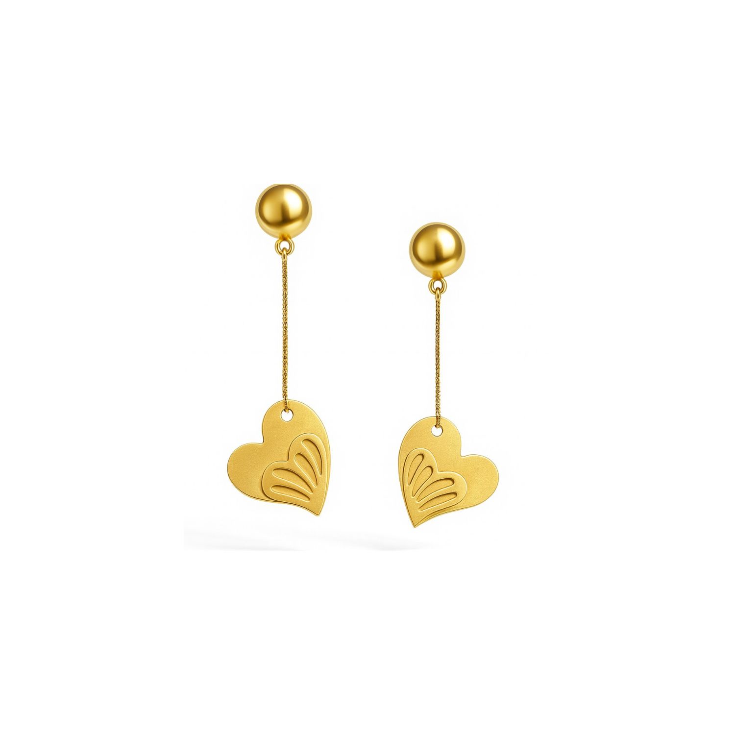 Aros Oro Amarillo 18kt Corazones Colgantes 1