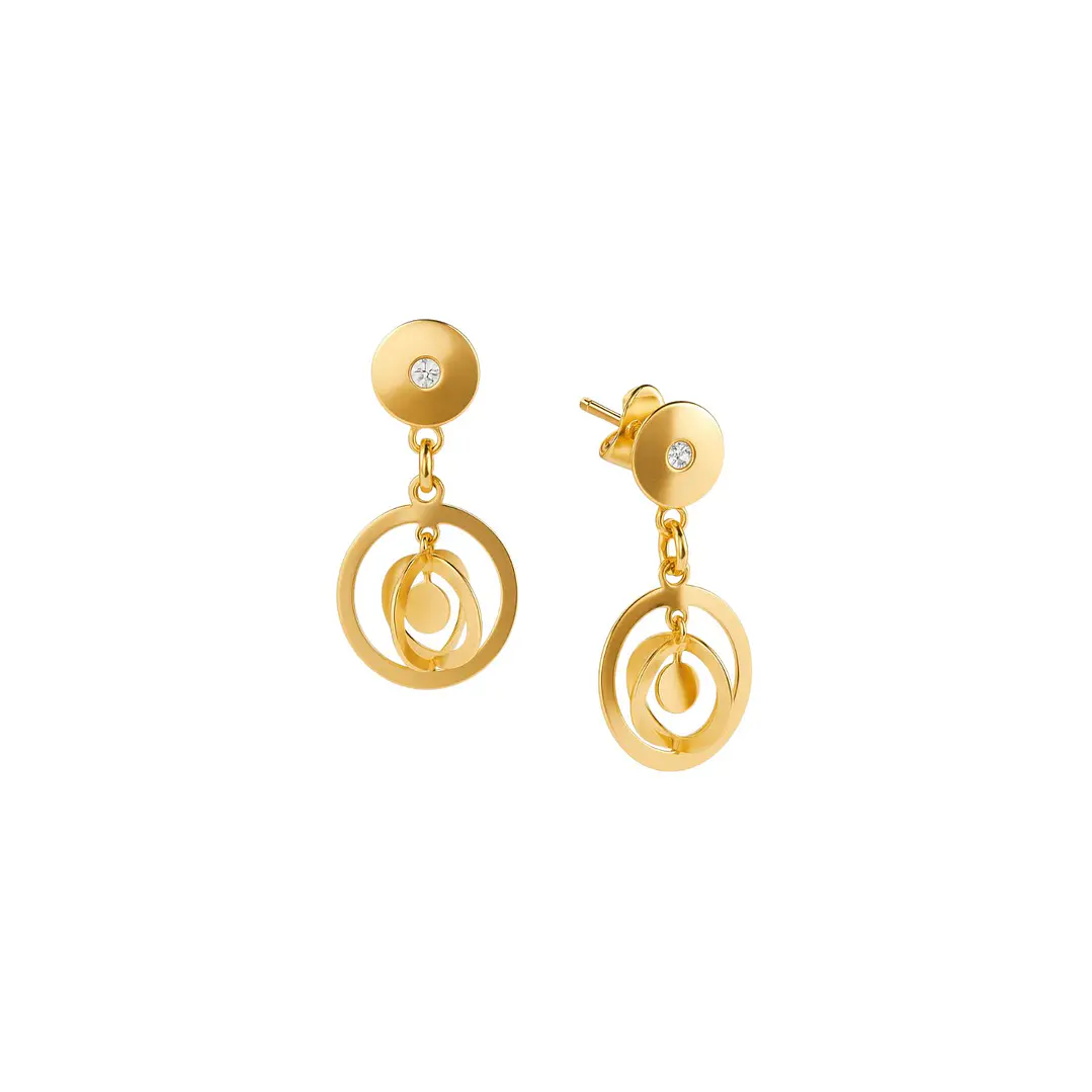 Aros Oro Amarillo 18kt Circonita Doble Circulo 1