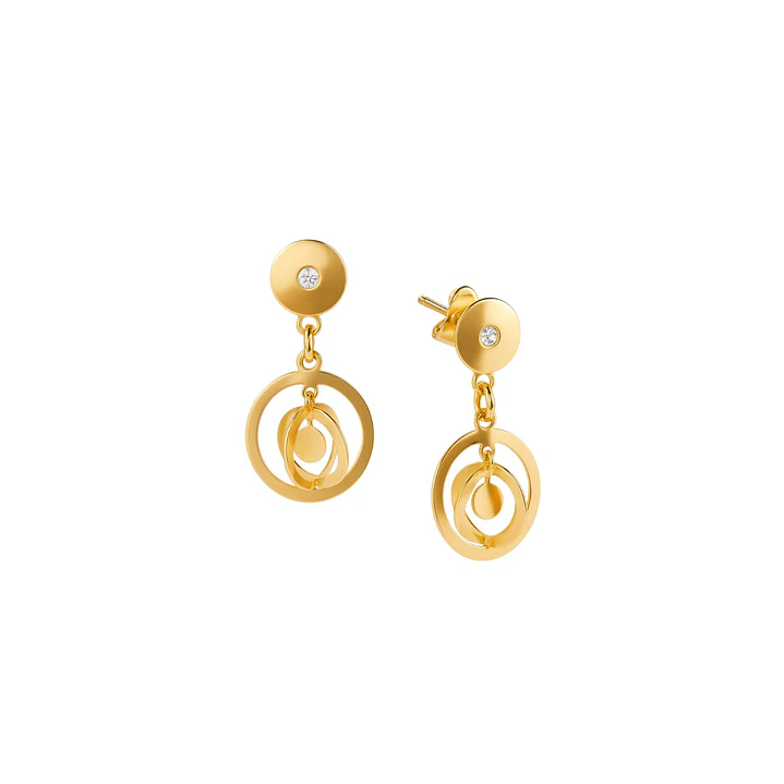 Aros Oro Amarillo 18kt Circonita Doble Circulo 2