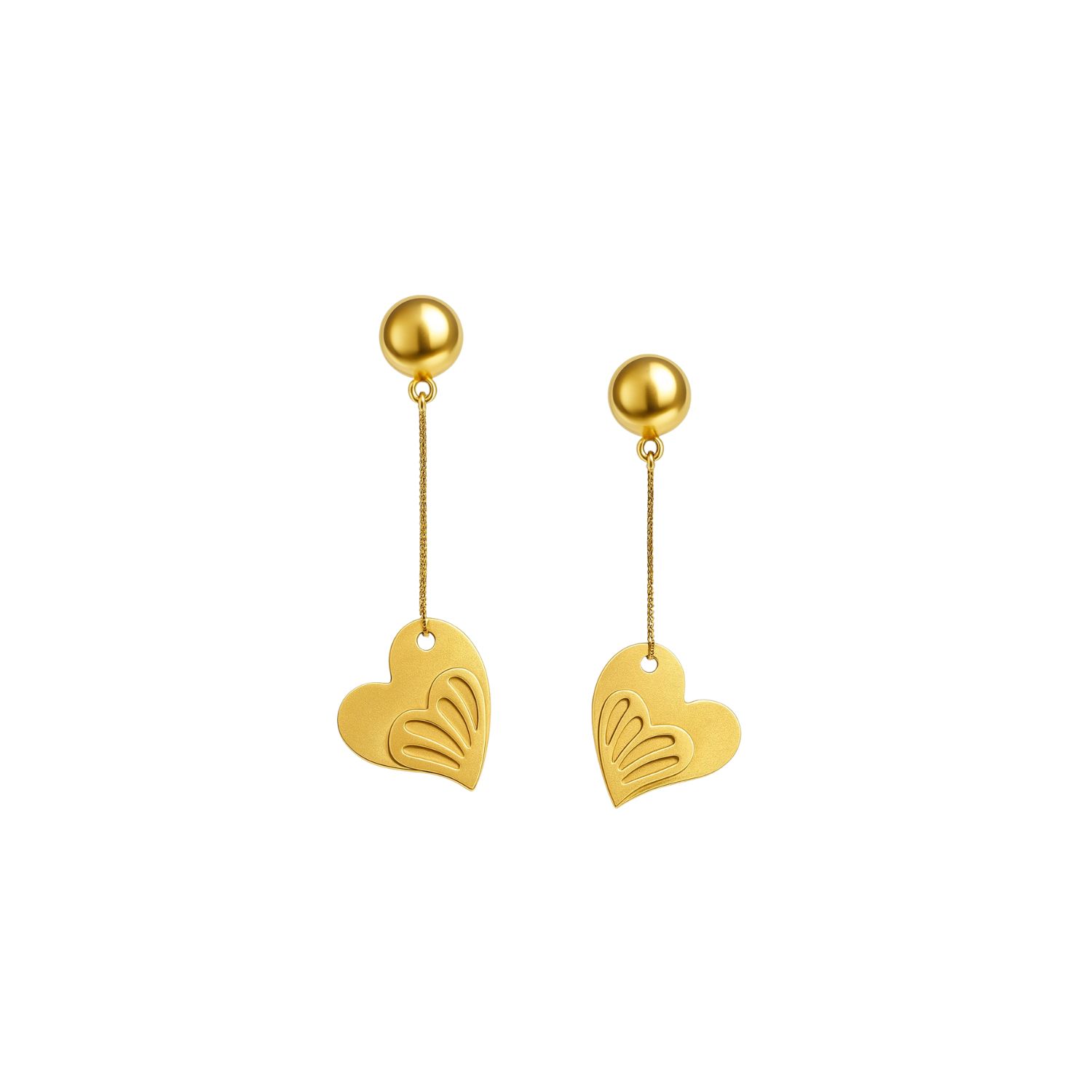 Aros Oro Amarillo 18kt Corazones Colgantes 3