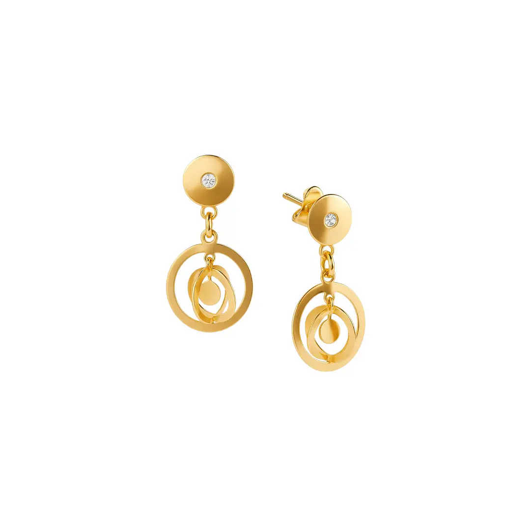 Aros Oro Amarillo 18kt Circonita Doble Circulo 3