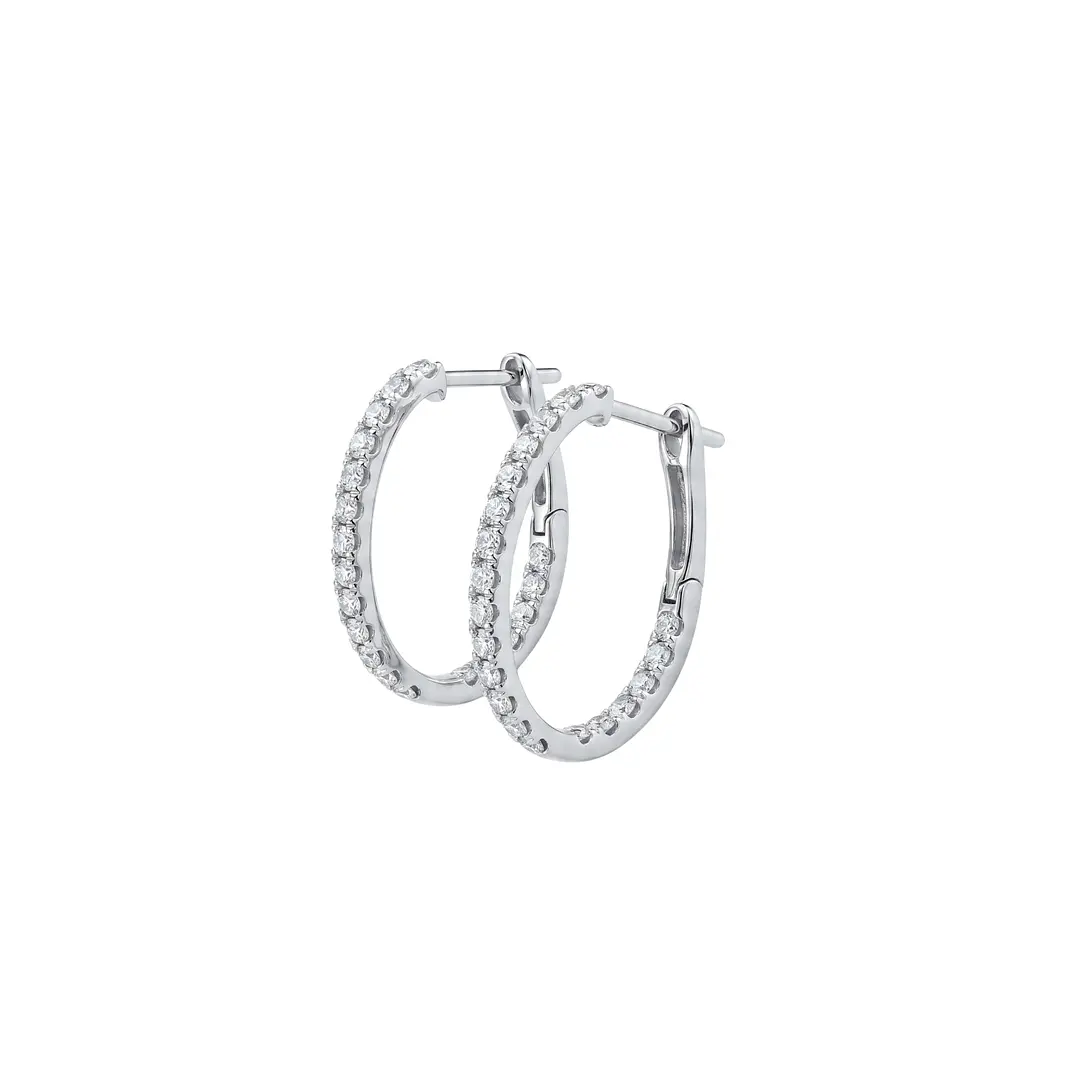 Aros Oro Blanco 18kt Diamantes Argollas 1,18 Qts 1