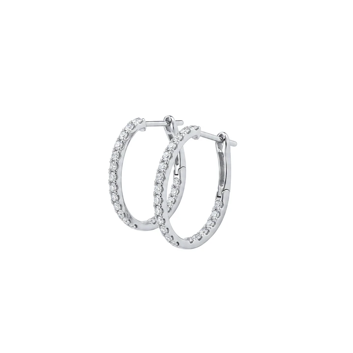 Aros Oro Blanco 18kt Diamantes Argollas 1,18 Qts 1