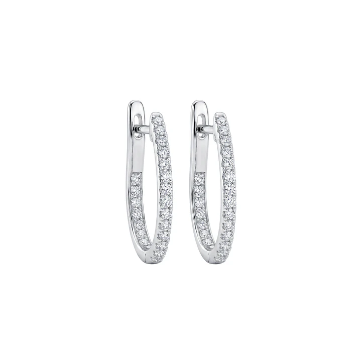 Aros Oro Blanco 18kt Diamantes Argollas 65 Pts 1