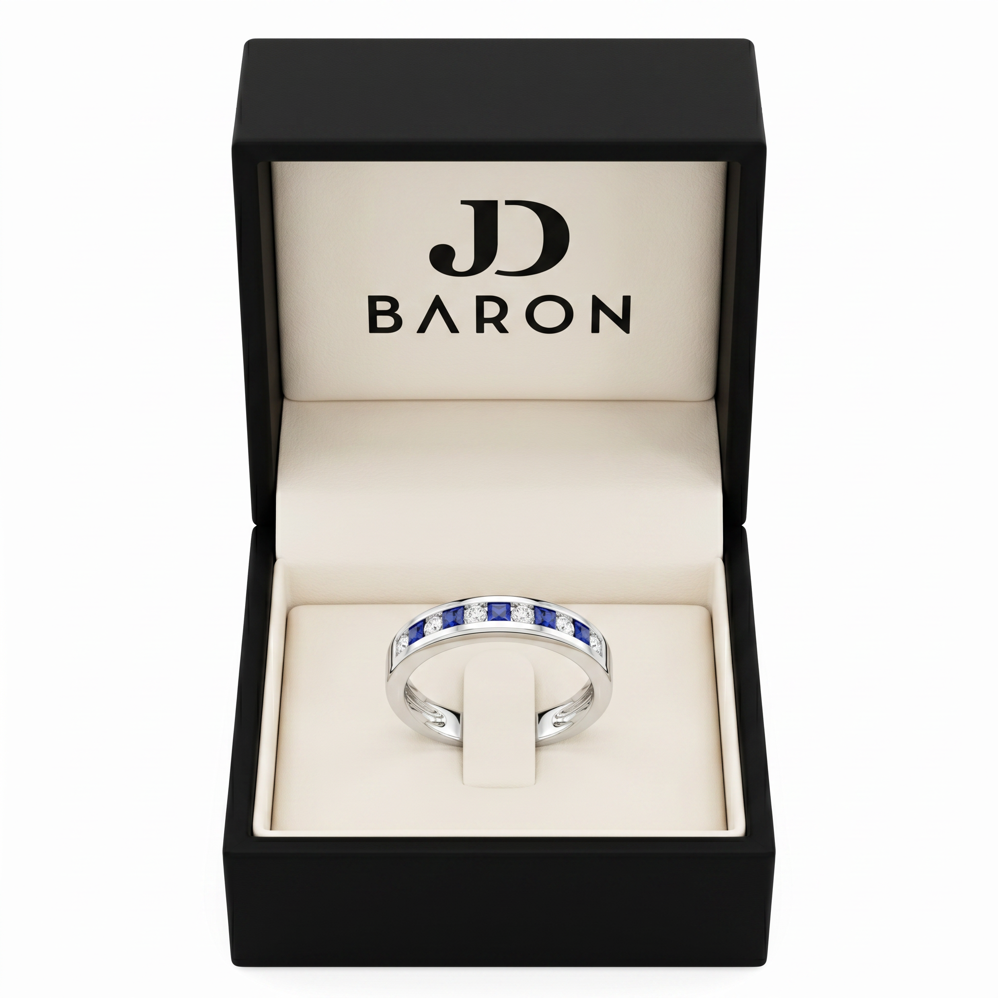 Anillo Oro Blanco 18kt Diamantes 11 Pts Zafiros 3