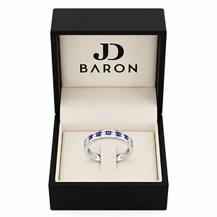 Anillo Oro Blanco 18kt Diamantes 11 Pts Zafiros