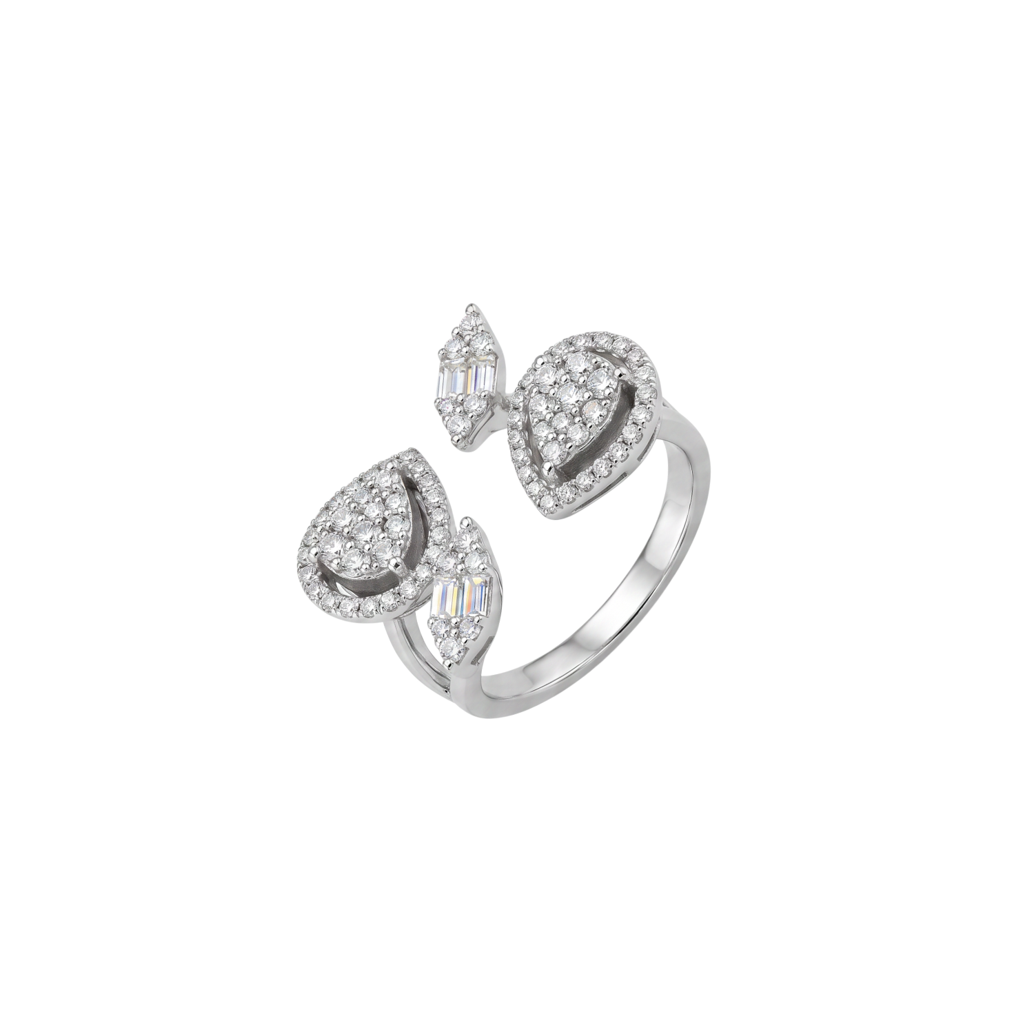 Anillo Oro Blanco 18kt Diamantes Lágrima 1,12 Qts 1
