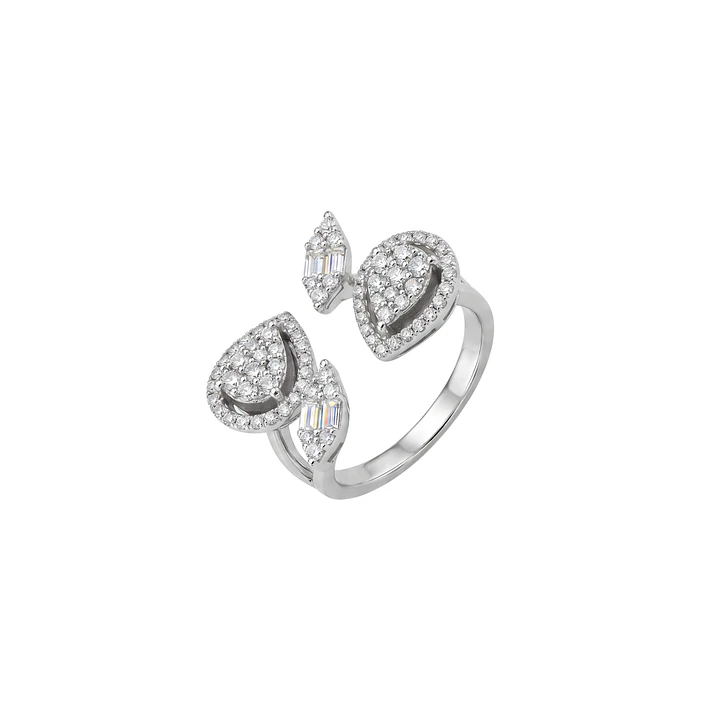 Anillo Oro Blanco 18kt Diamantes Lágrima 1,12 Qts 1