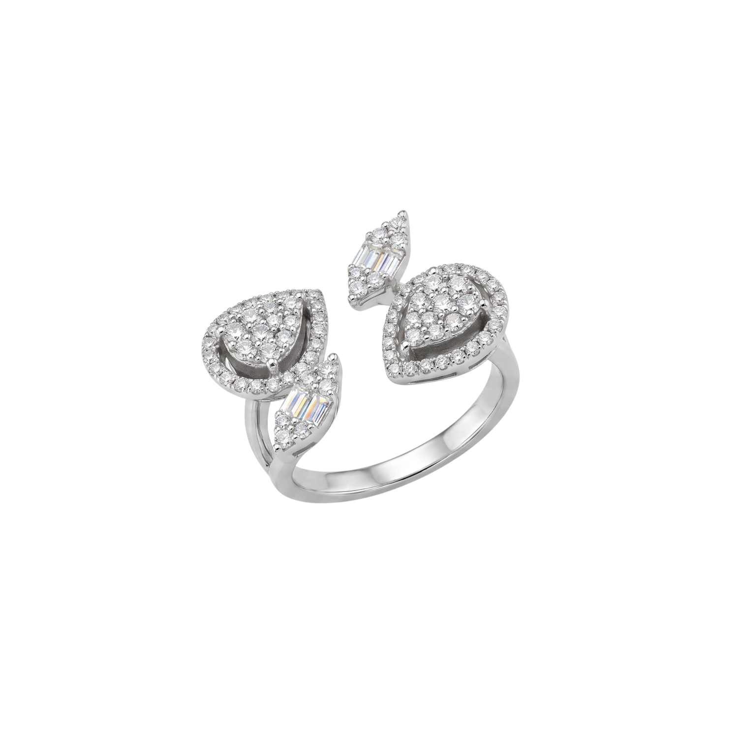 Anillo Oro Blanco 18kt Diamantes Lágrima 1,12 Qts 2