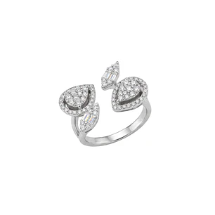Anillo Oro Blanco 18kt Diamantes Lágrima 1,12 Qts