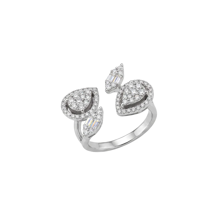 Anillo Oro Blanco 18kt Diamantes Lágrima 1,12 Qts 2