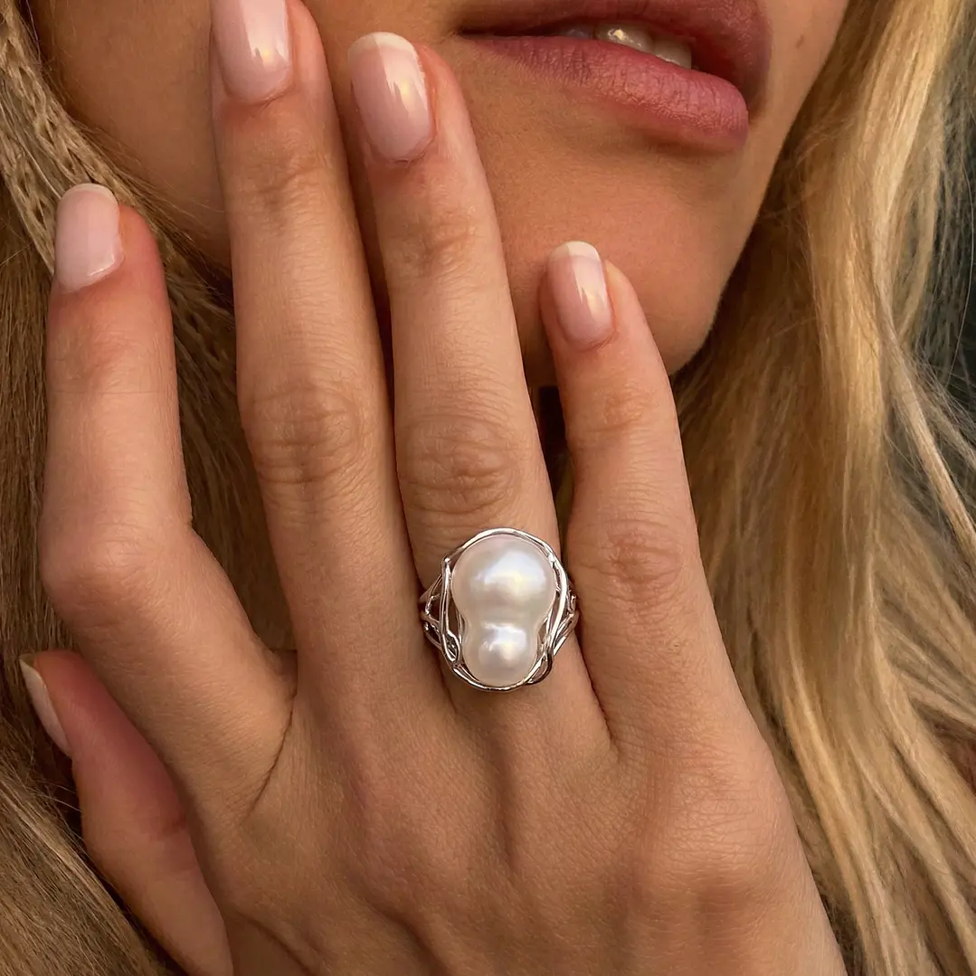 Anillo Oro Blanco 18kt Perla Nácar 4