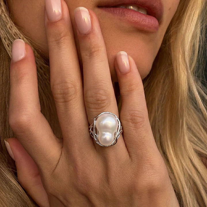 Anillo Oro Blanco 18kt Perla Nácar 4