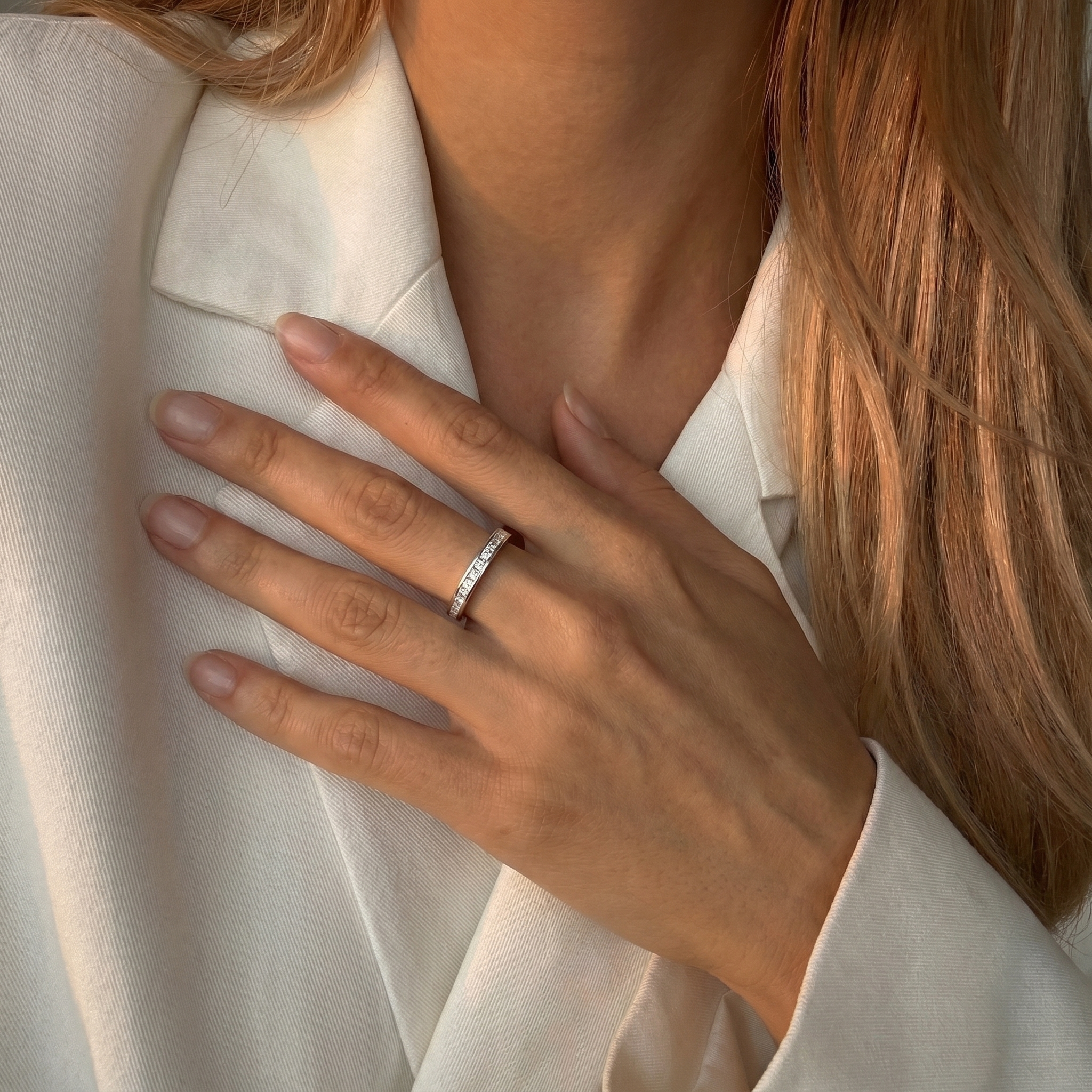 Anillo Compromiso Oro Blanco 18kt Riel 10 Pts 4