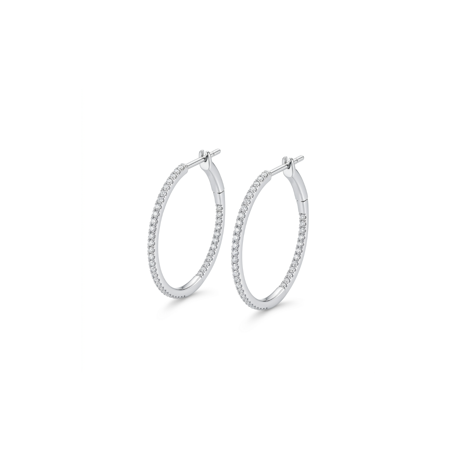 Aros Oro Blanco 18kt Diamantes 33Pts Argollas Grandes 1
