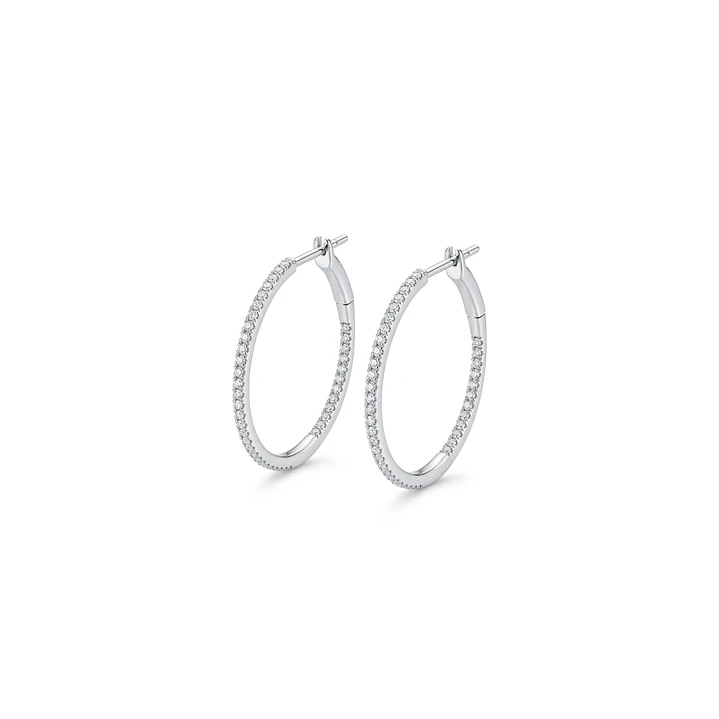 Aros Oro Blanco 18kt Diamantes 33Pts Argollas Grandes 1