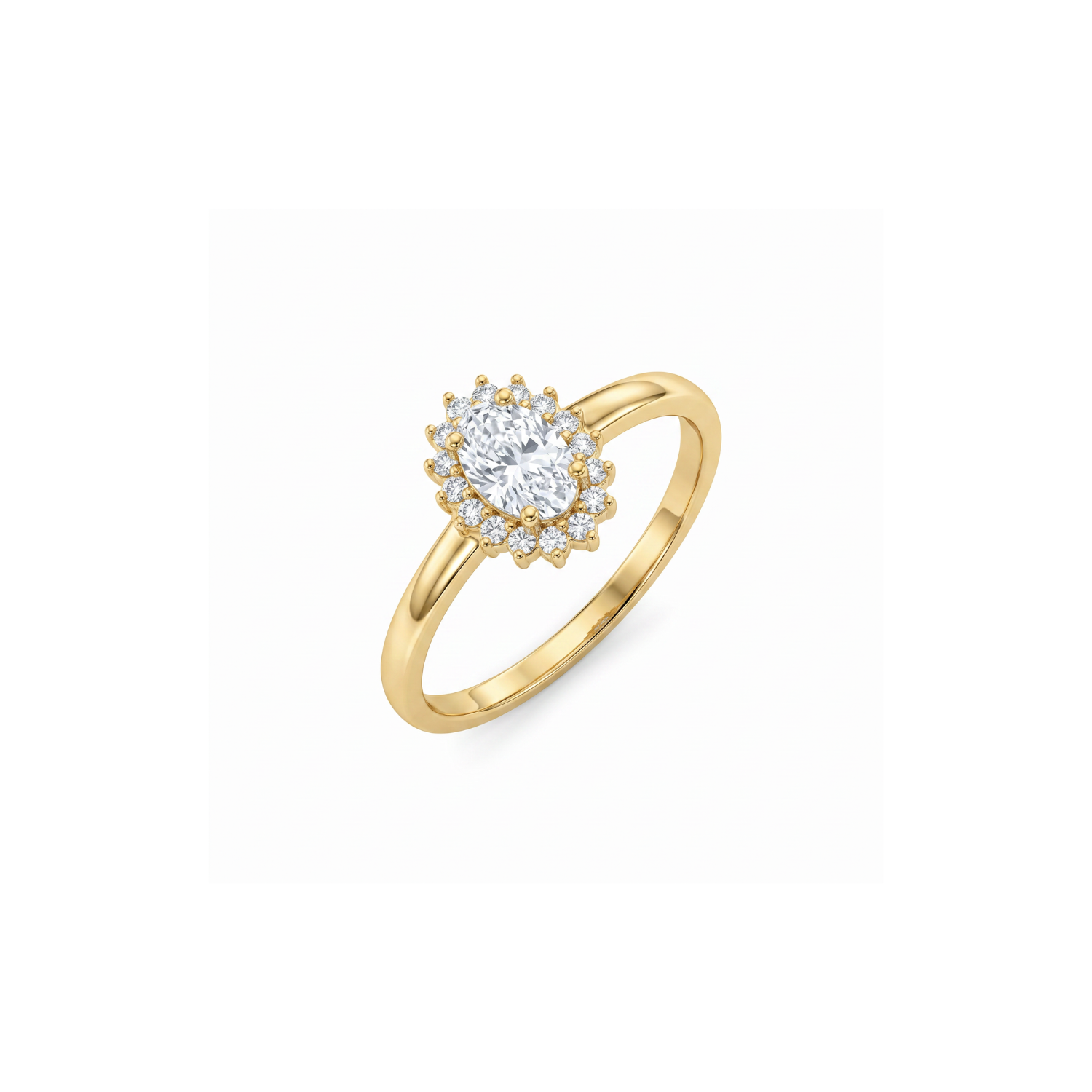 Anillo Oro Amarillo 18kt Roseta Circonita Oval 6MM 1
