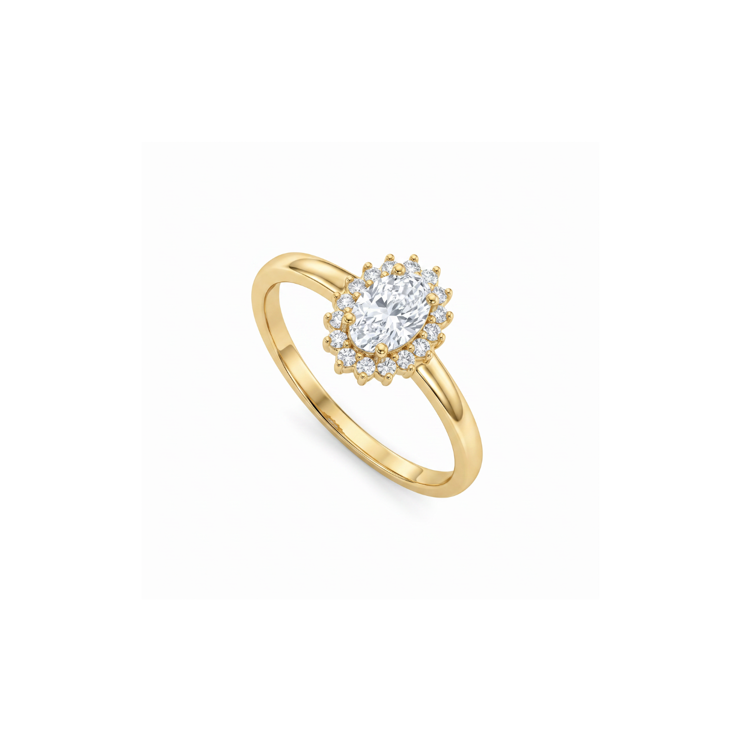 Anillo Oro Amarillo 18kt Roseta Circonita Oval 6MM 2