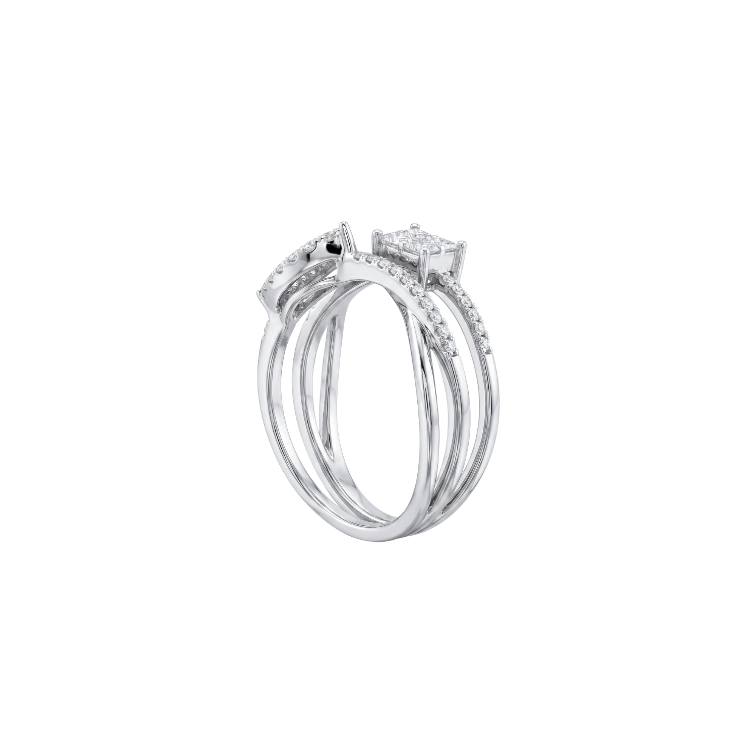 Anillo Oro Blanco 18kt Diamantes Corte Esmeralda 55 Pts 2