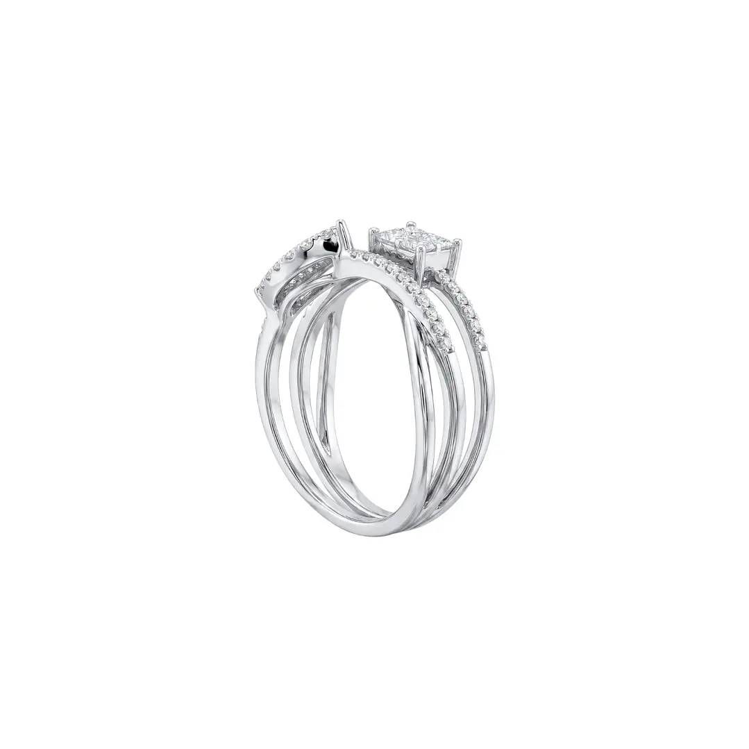Anillo Oro Blanco 18kt Diamantes Corte Esmeralda 55 Pts 2