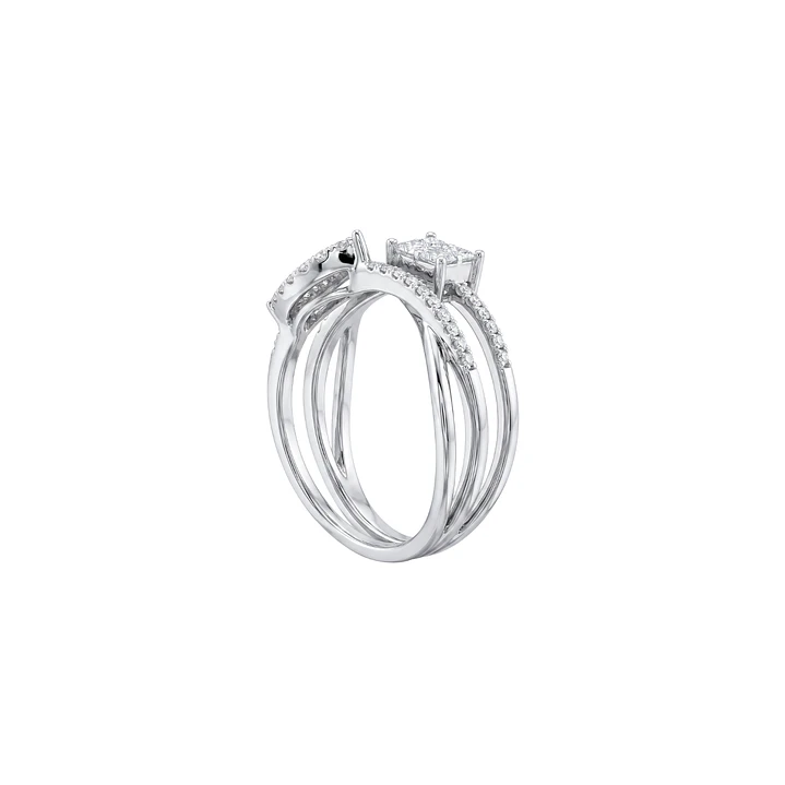 Anillo Oro Blanco 18kt Diamantes Corte Esmeralda 55 Pts 2