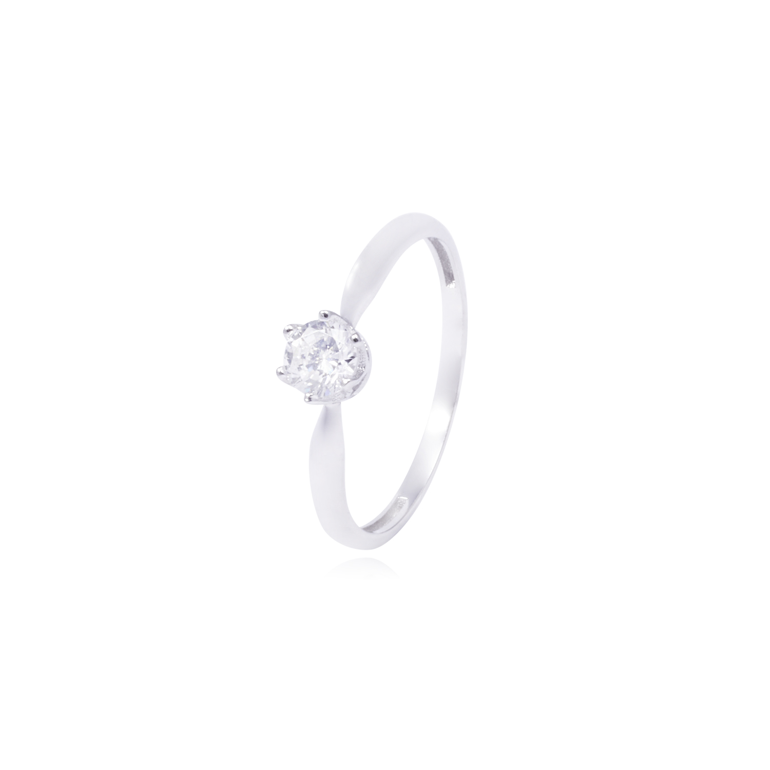 Anillo Oro Blanco 18kt Solitario Circonita 4MM 2