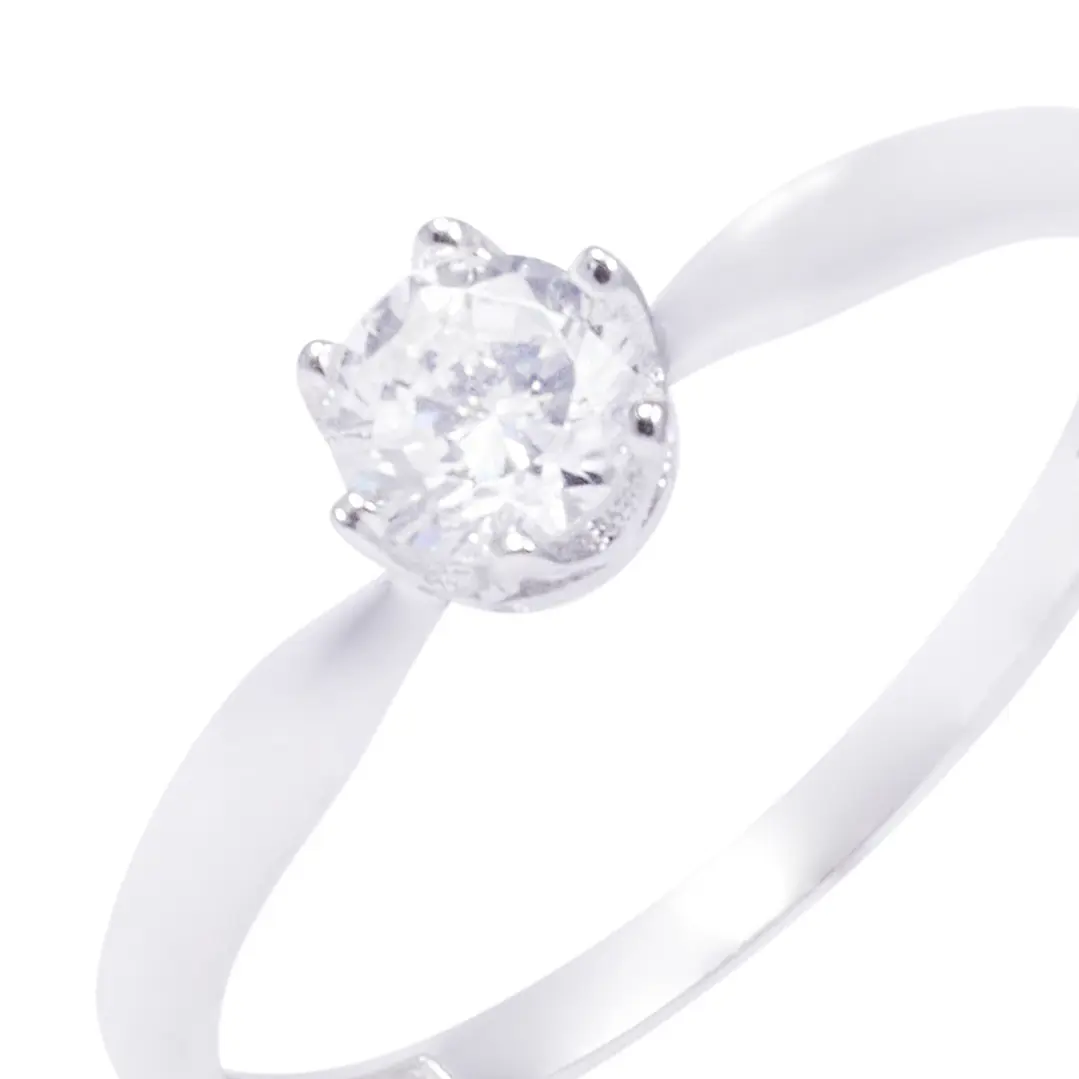 Anillo Oro Blanco 18kt Solitario Circonita 4MM 3