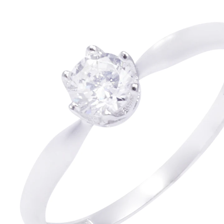 Anillo Oro Blanco 18kt Solitario Circonita 4MM 3