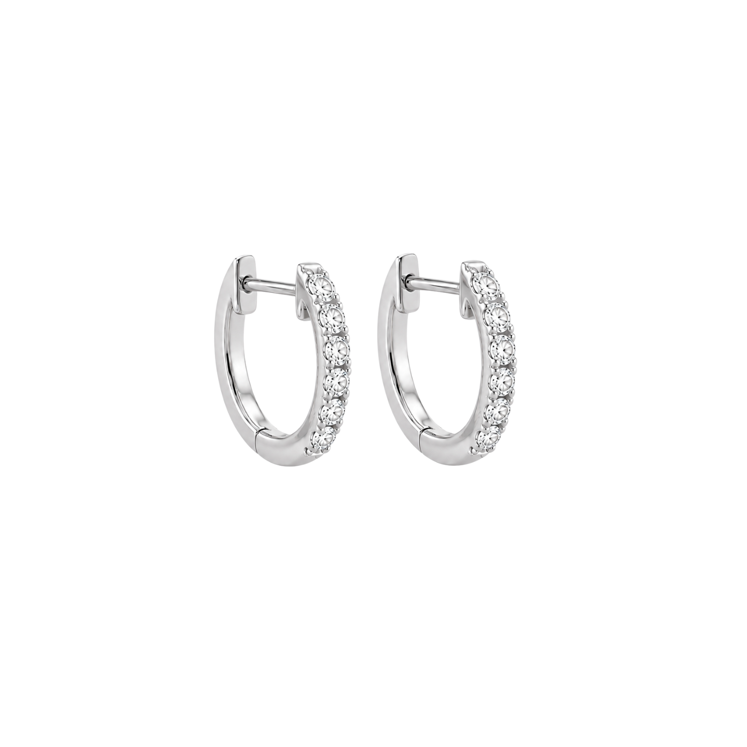 Aros Oro Blanco 18kt Diamantes 27Pts Argollas XS 2