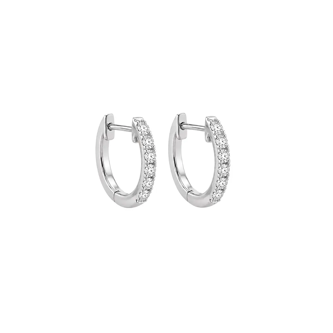 Aros Oro Blanco 18kt Diamantes 27Pts Argollas XS 2