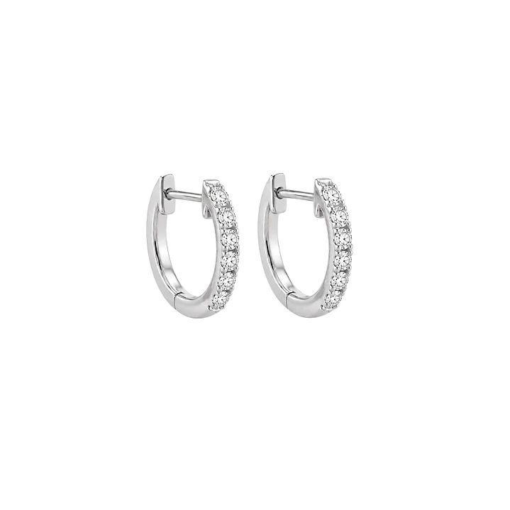Aros Oro Blanco 18kt Diamantes 27Pts Argollas XS 2