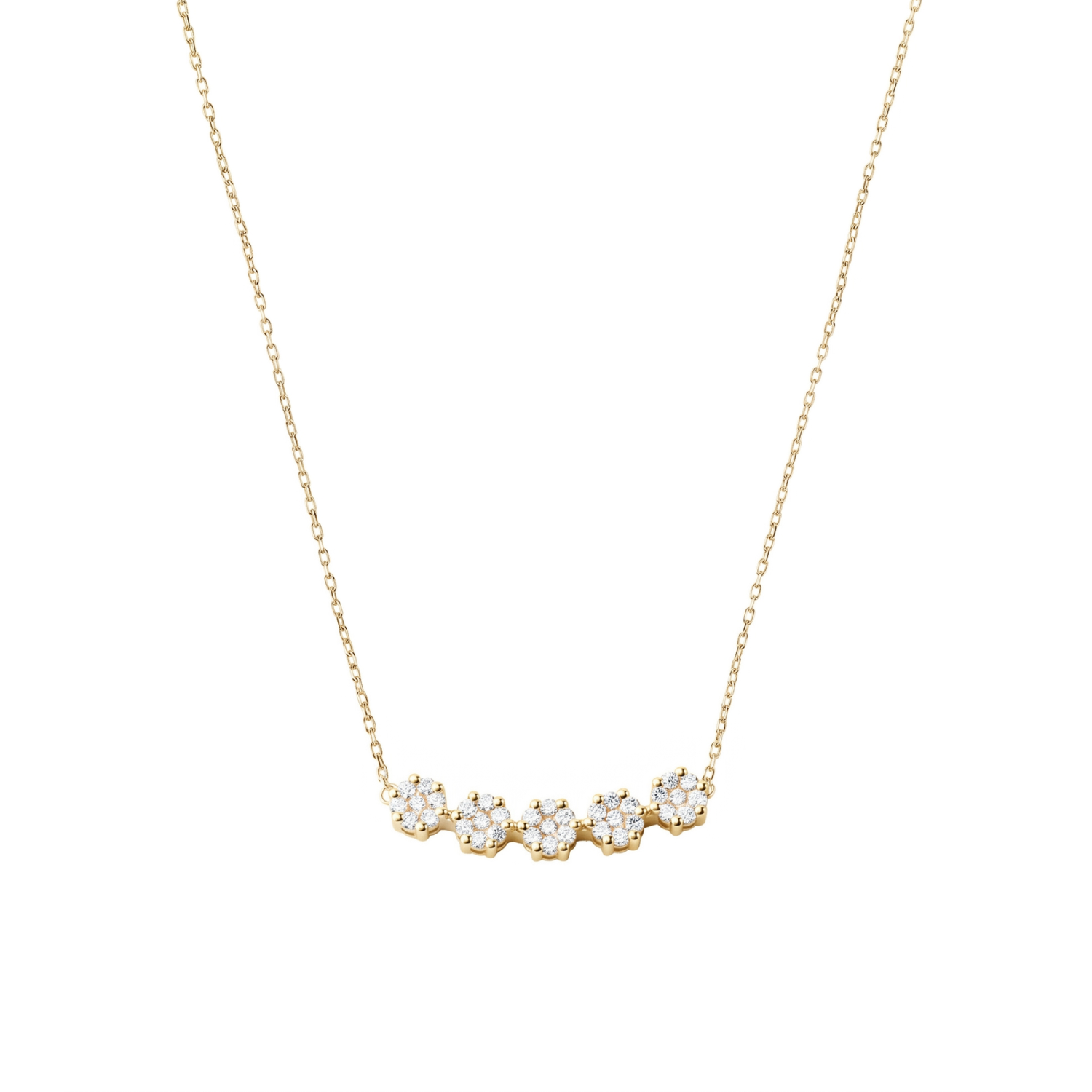 Collar Oro Amarillo 18kt Diamantes 36Pts Cinco Rosetas 3