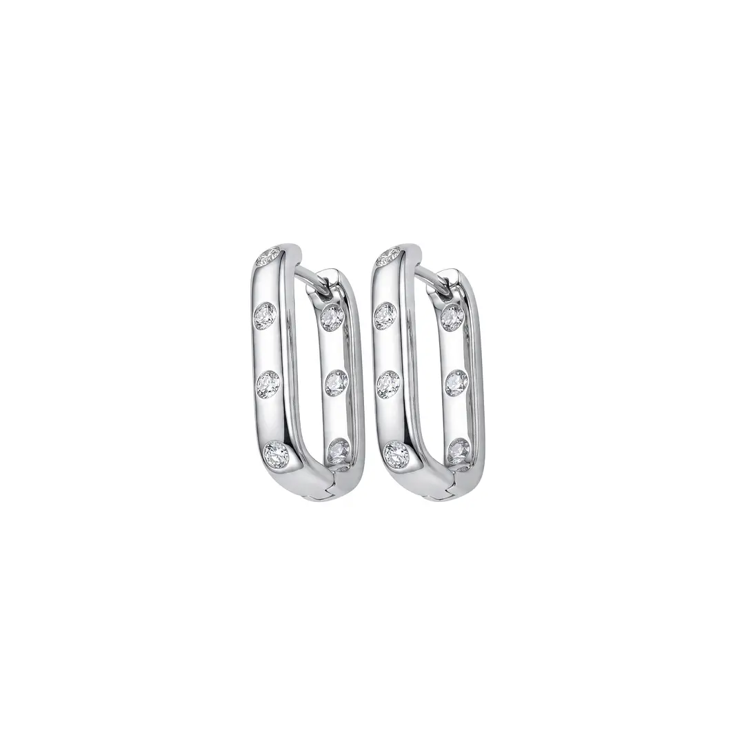 Aros Oro Blanco 18kt Diamantes Argollas 40 Pts 1