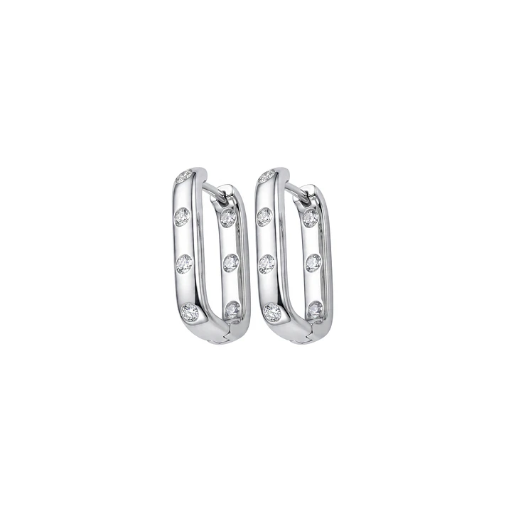 Aros Oro Blanco 18kt Diamantes Argollas 40 Pts 1