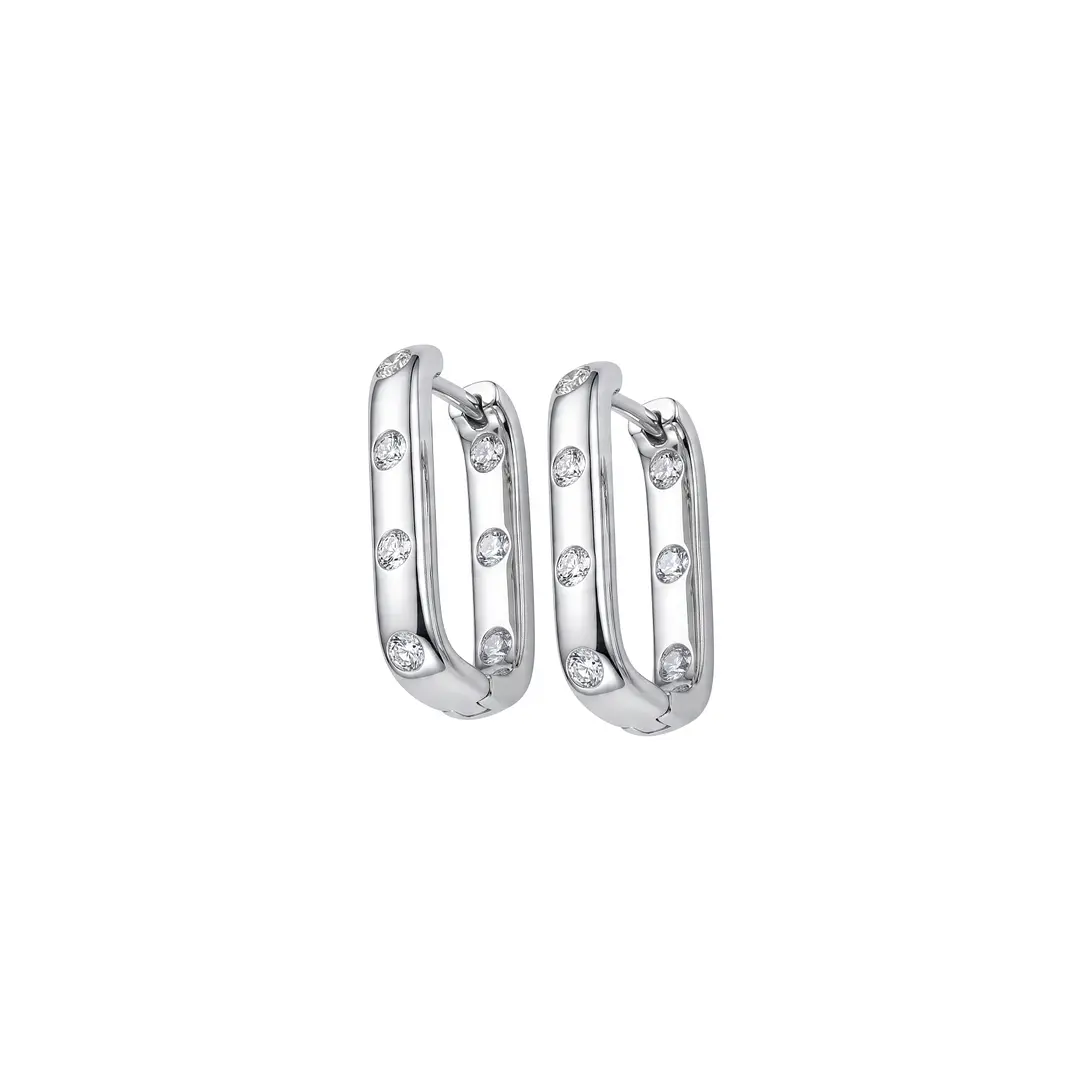 Aros Oro Blanco 18kt Diamantes Argollas 40 Pts 2